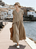 Women's V-Neck Casual Loose Short-Sleeved Irregular Dress