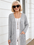 Autumn and Winter Solid Color Loose Long-sleeved Pocket Cardigan Jacket Women's Clothing