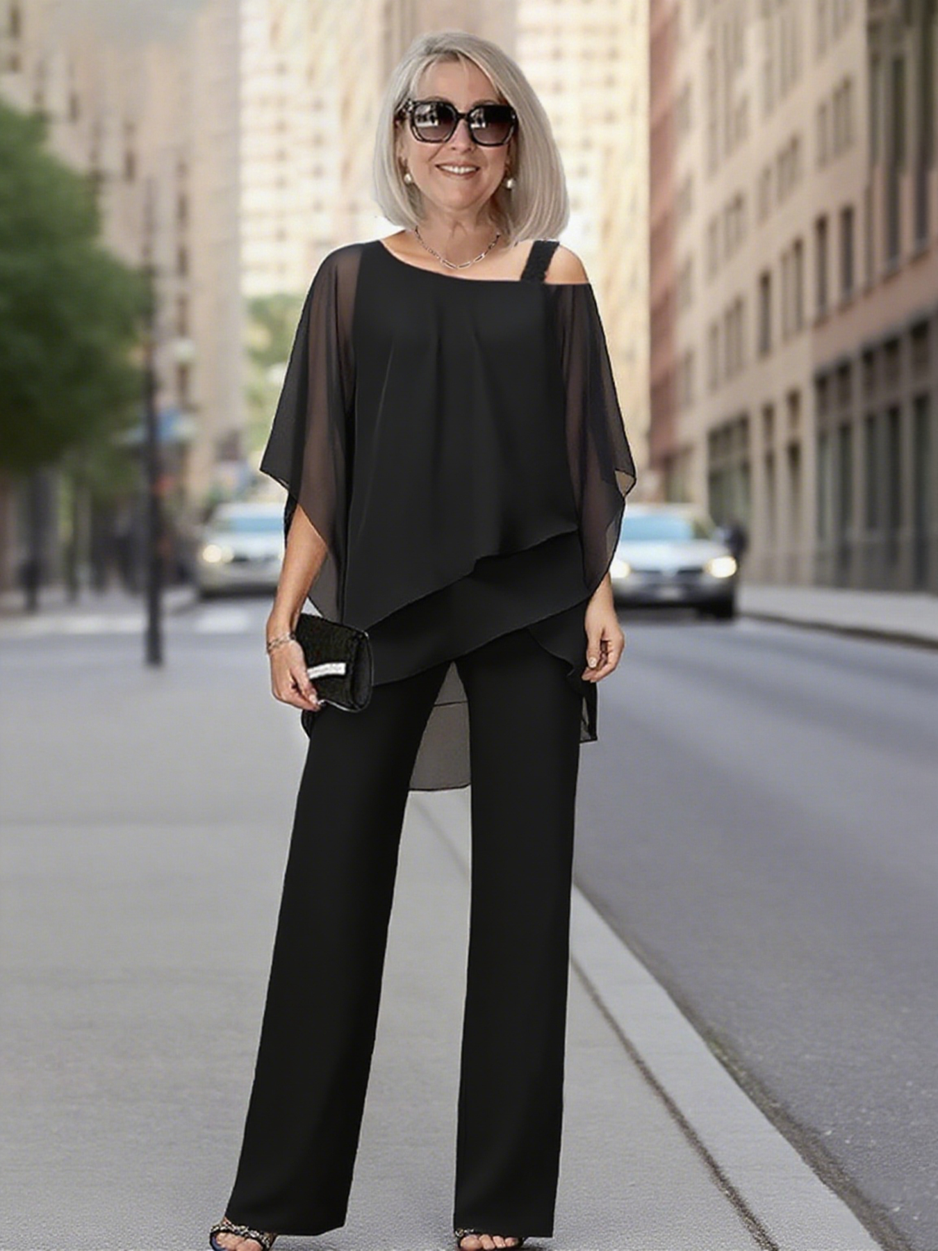 2Pcs Bat Sleeve Top Trousers Women's Casual Off-the-shoulder Irregular Party Suit Elegant Two-piece Set