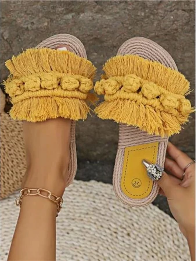 Women's Hemp Rope Sole Holiday Slippers