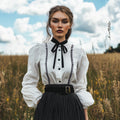 Women's Retro Lace Decorative Top Shirt