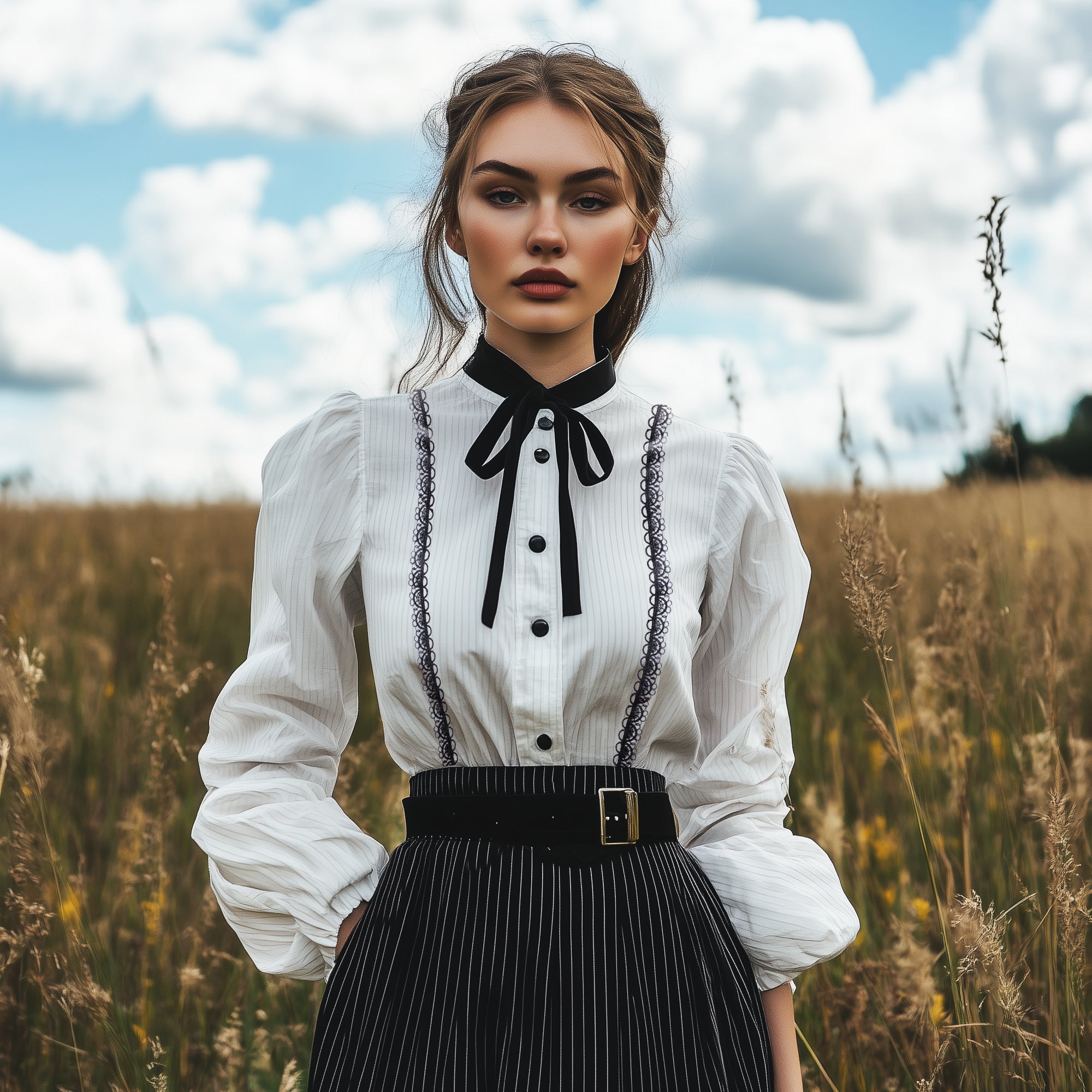 Women's Retro Lace Decorative Top Shirt