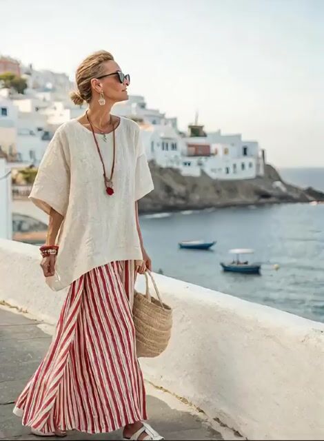 Women's Loose Striped Skirt Suit