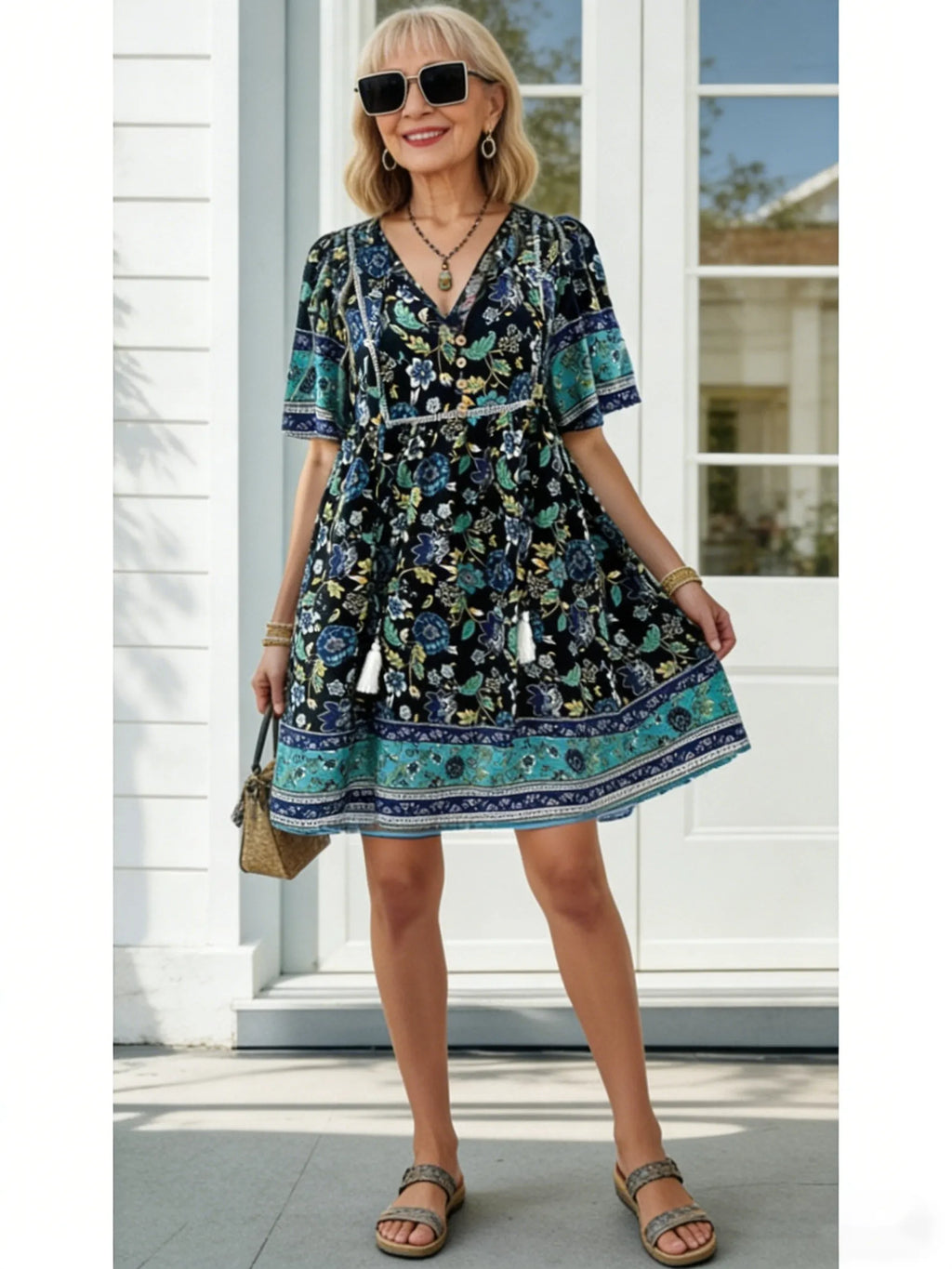 Casual Vacation Print Short-sleeved Dress