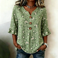Floral Pattern Design Women's Casual Linen Top