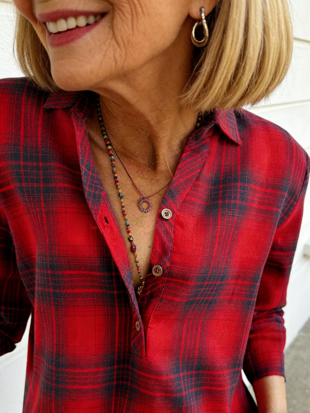 Collar Plaid Shirt Fashion Casual Shirt Button Up