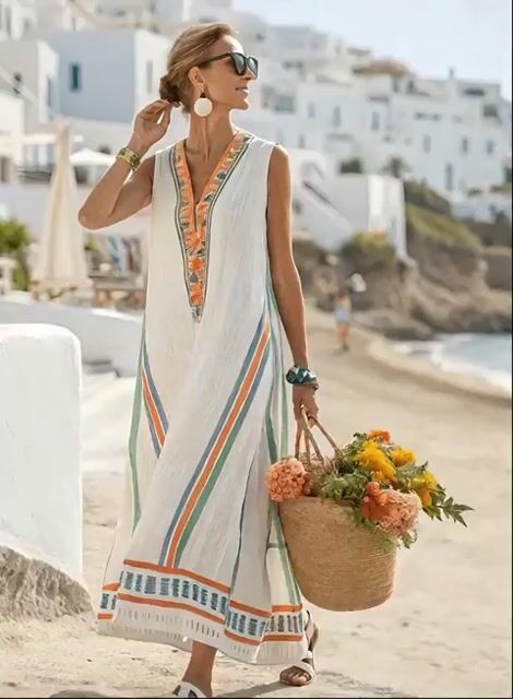 Women'S Contrast Striped Dress