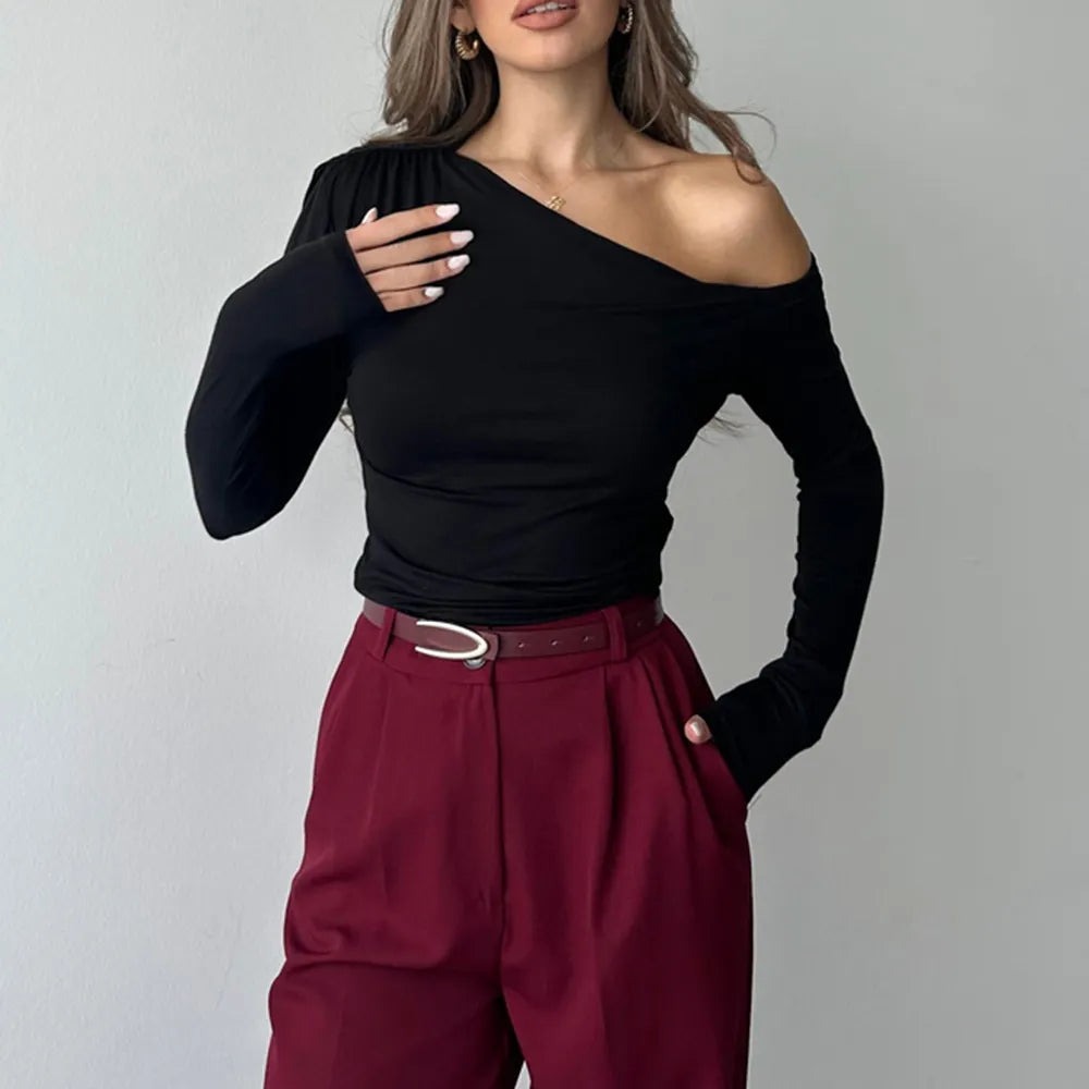 Women's Solid Color Casual Long Sleeve Bottoming Shirt