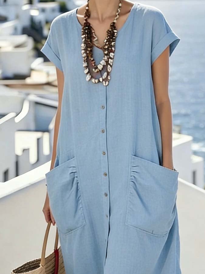Women'S Casual Solid Color Ruched Dress
