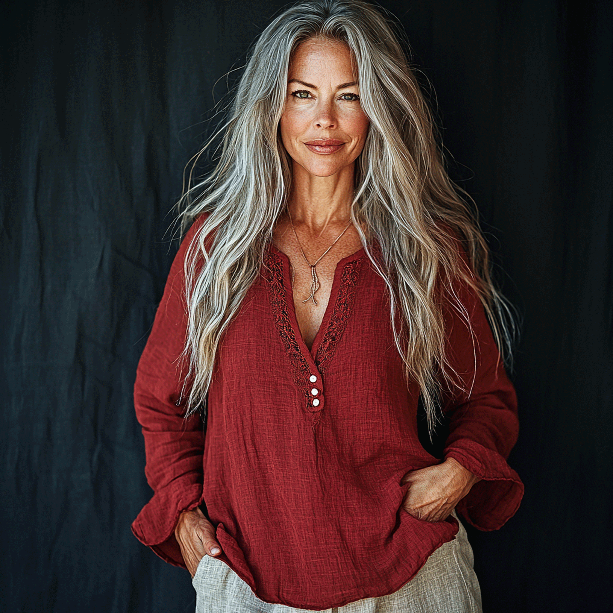 Women's Spring & Summer Bohemian V-neck Loose Linen Shirt