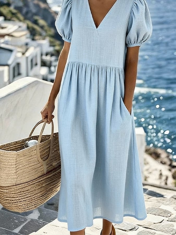 Women'S Casual V-Neck Vacation Dress