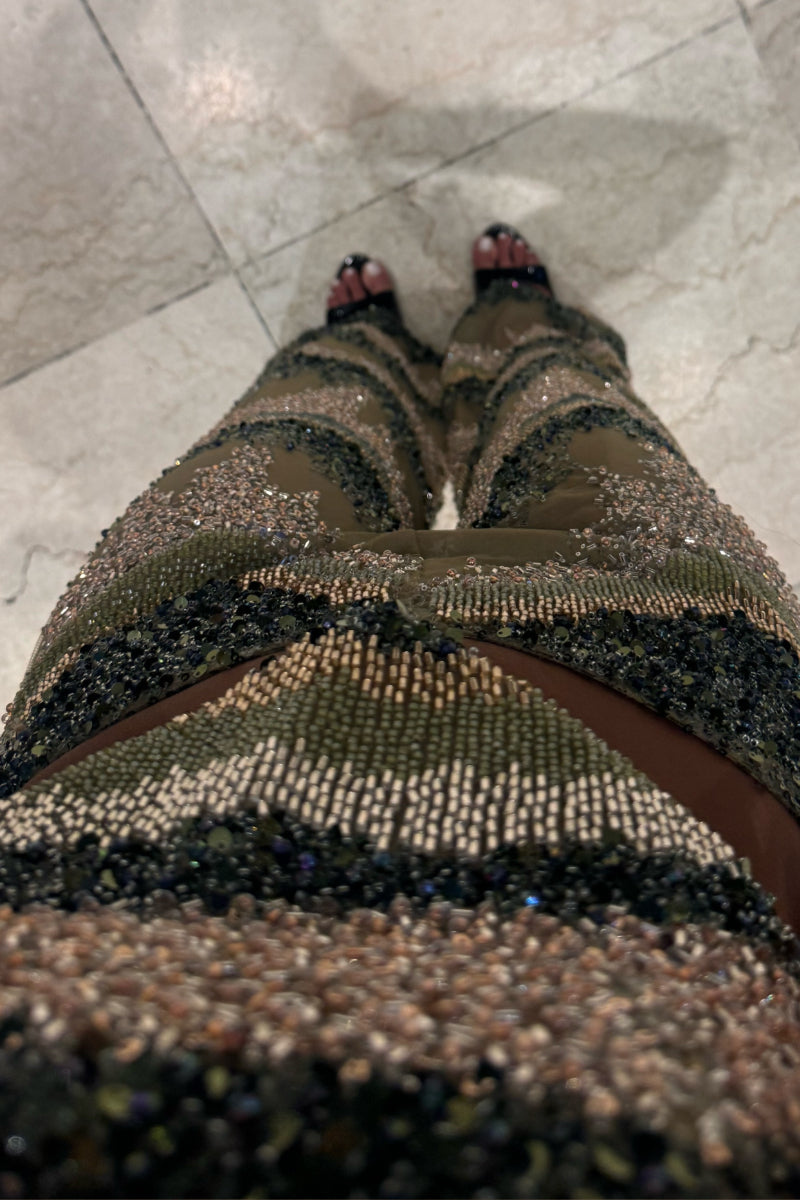 Sequin Tube Top & Flare Pants Two Piece Set