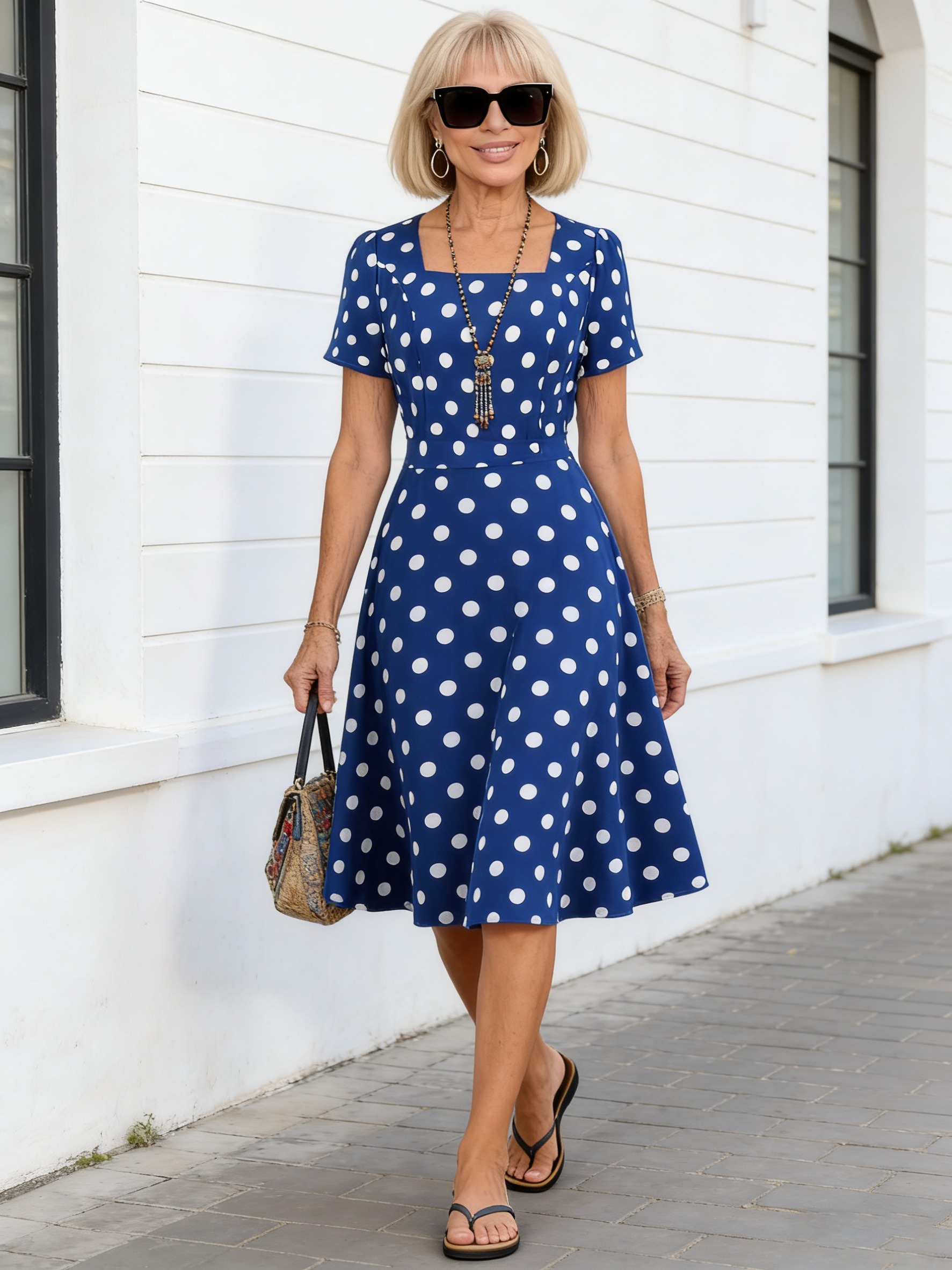 Classic Polka Dot Dress Female Slim Slim Slim Dress Red Polka Dot Big Swing Dress