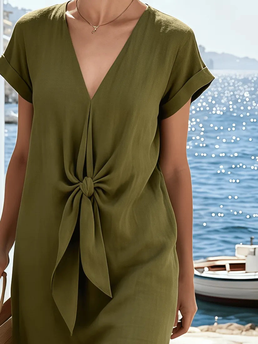Women's V-Neck Casual Loose Short-Sleeved Dress