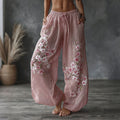 Women's Japanese Floral Pattern Linen Pants
