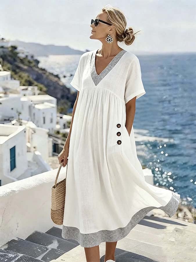 Women'S Casual Loose Pleated Dress