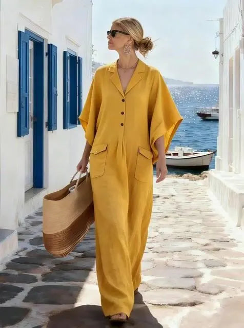 Women's Lapel Collar Casual Loose Dress