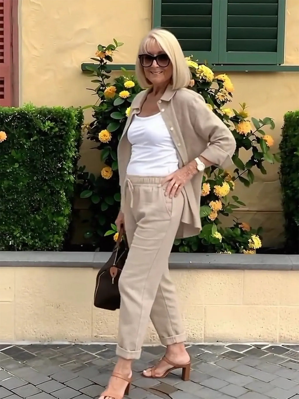 PINK LINEN SUITS Minimalist Two-piece Shirt Pants Set