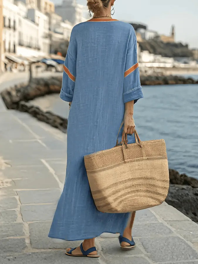 Women'S Loose Contrast Striped Dress