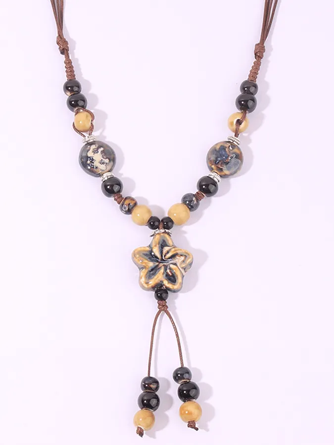 Women'S Vintage Turquoise Rice Bead Necklace
