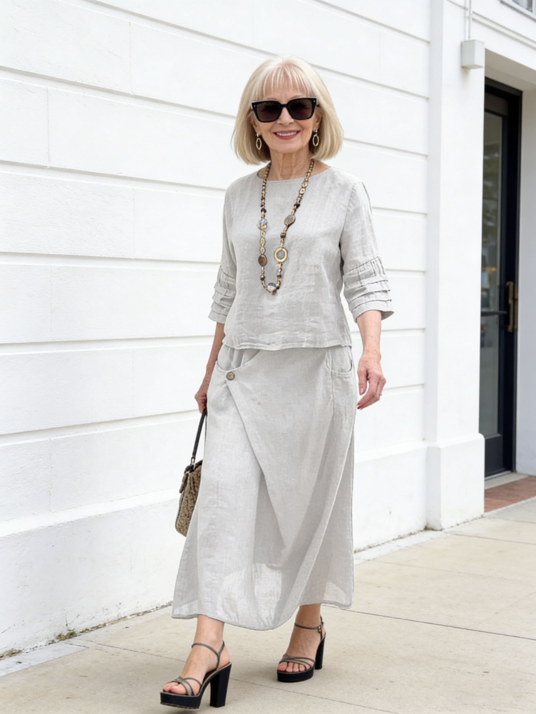 2Pcs Casual Solid Color Loose Skirt Two-piece Set