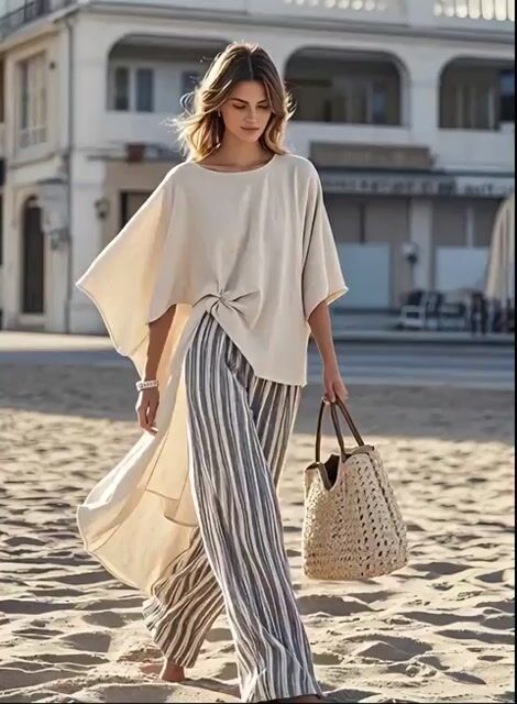 Women'S Loose Striped Pants Suit