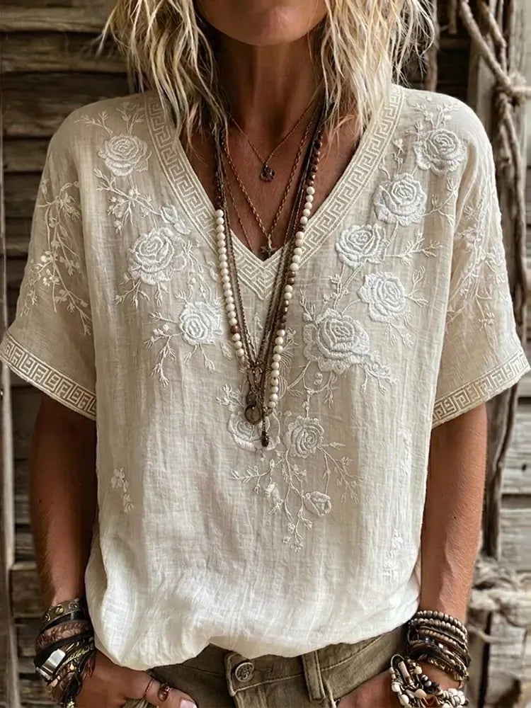 Women's floral print V-neck top