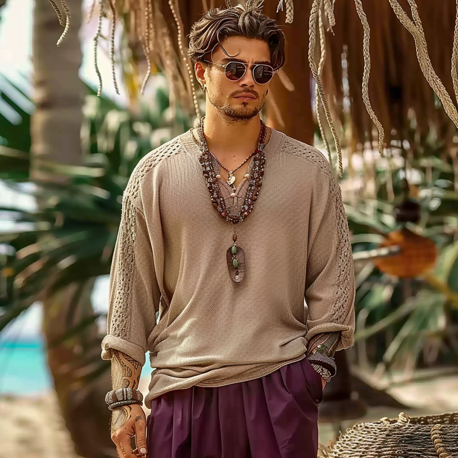 Vacation Casual V-neck Loose Long-sleeved Shirt