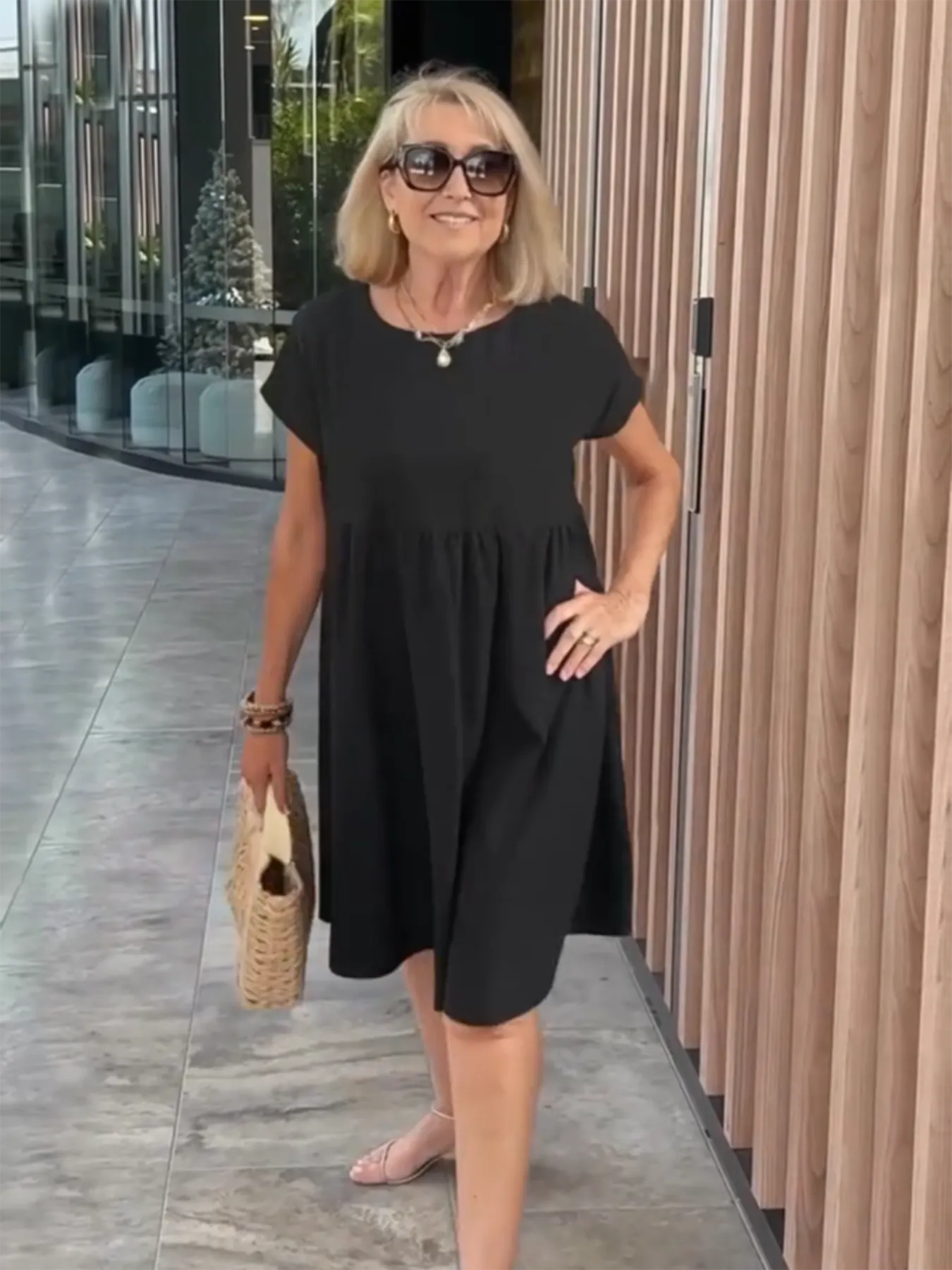 Cotton and Linen A-shaped Skirt Pocket Dress