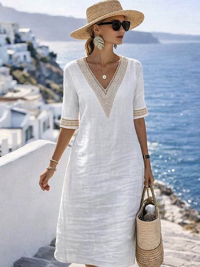 Women'S Casual Color-Block Patchwork Dress