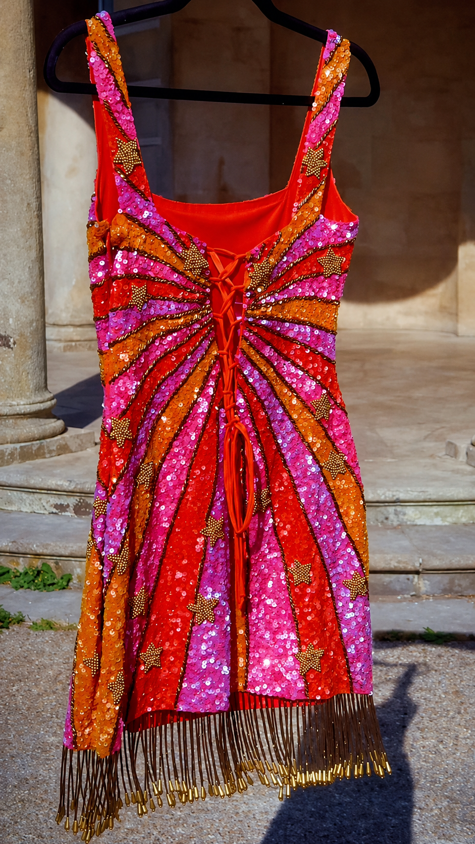 Sun Star Sequin Fringe Mini Party Dress