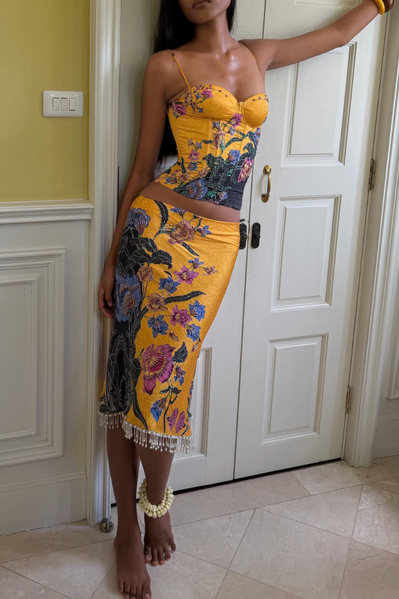 Floral Corset Mini Skirt Set