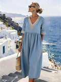 Women'S Casual Color-Block Patchwork Dress