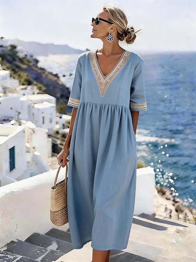 Women'S Casual Color-Block Patchwork Dress