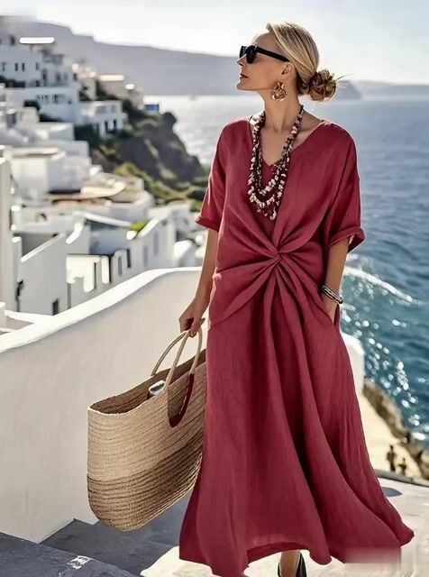 Women'S Loose Solid Color Dress