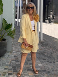 Early AutumnTwo-piece Suits Stylish Lapel Collar Suit Shorts  Blazer Coat