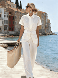 Women's Short-Sleeved Casual Jumpsuit