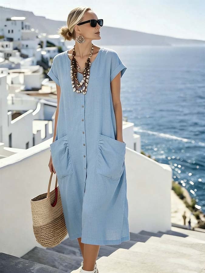 Women'S Casual Solid Color Ruched Dress