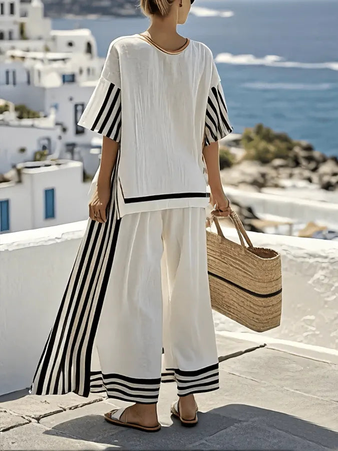 Women'S Loose Striped Pants Suit