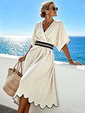 Women'S Casual Color-Block Striped Dress