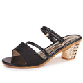 Sandals women's thick heel open-toed middle heel with one shoe or two wear thick heel sandals women's shoes
