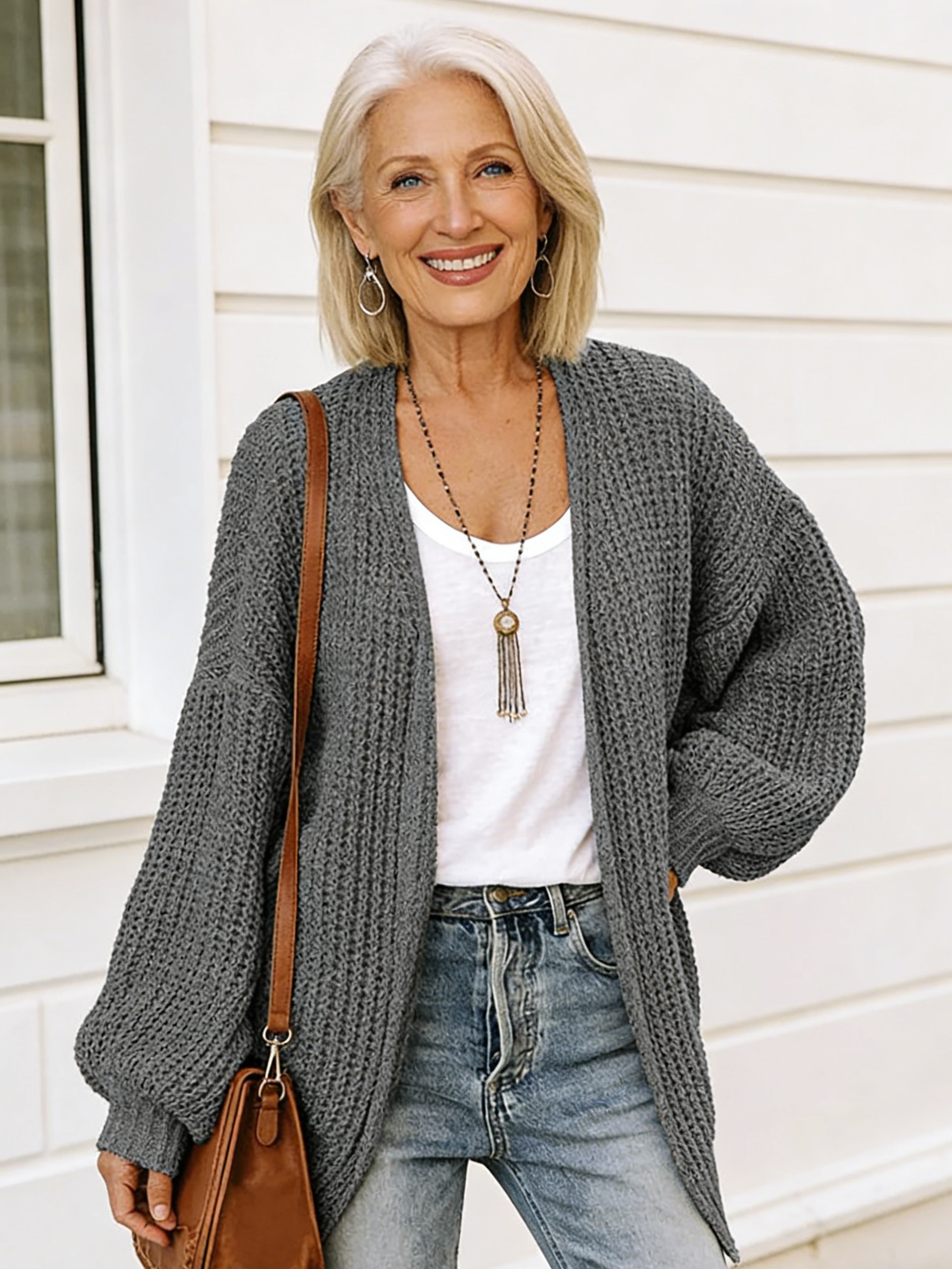 Sweater Lantern Sleeve Thick Needle Cardigan 2025 Autumn and Winter Knitted Sweater Women's Jacket