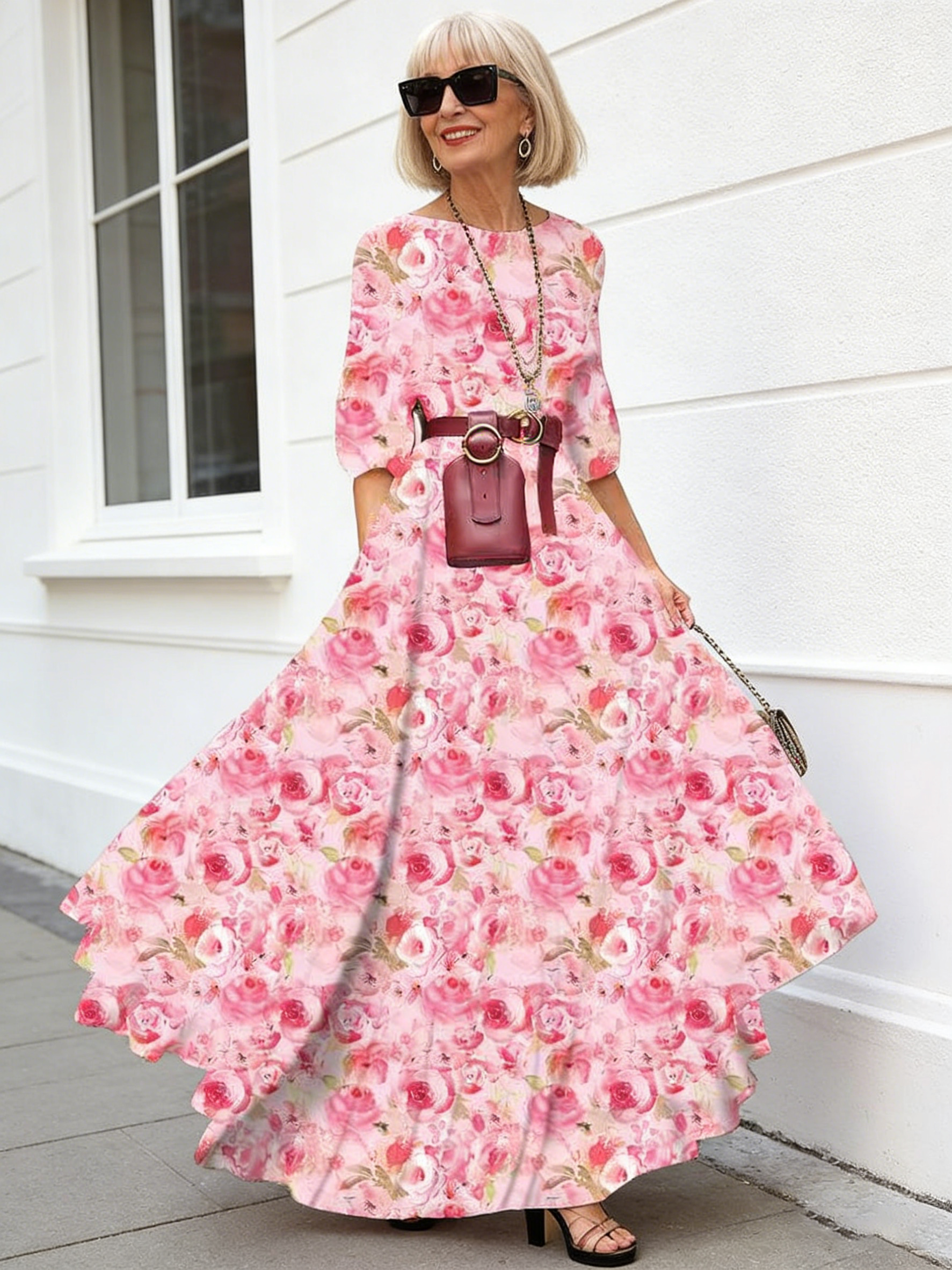 Bohemian Long Dress Printed Pendulum Temperament Chiffon Floral Slim Dress