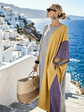 Women'S Casual Color-Block Cotton And Linen Dress