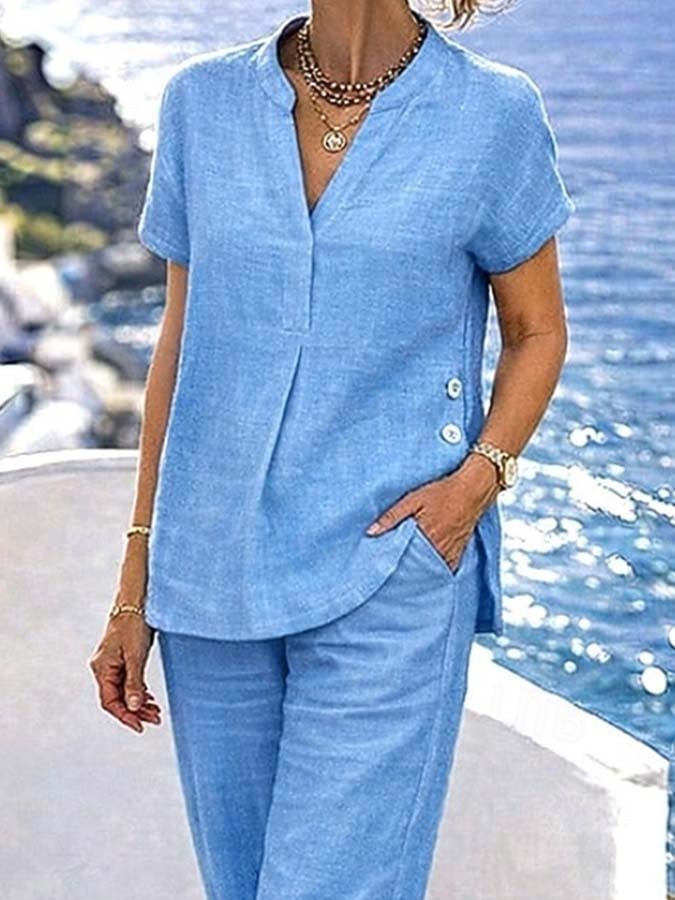Women'S Casual Loose Solid Color Pants Suit