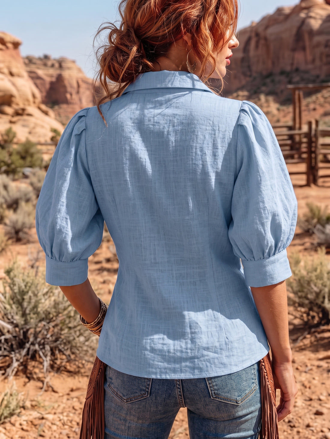 Women's Vintage Puff Sleeve Top