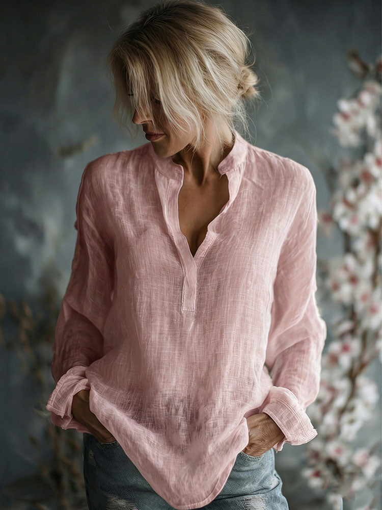 Women's Vintage Linen Long Sleeve Shirt