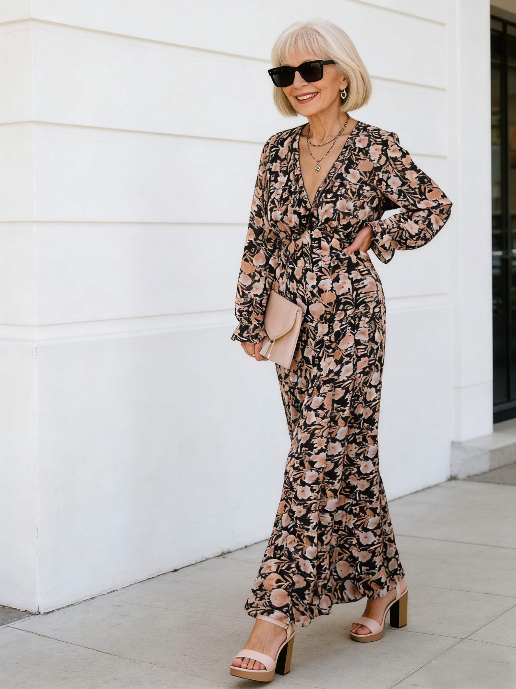 Long Sleeve Women's Fashion Printing Fairy Long Temperament Evening Dress Dress