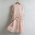 Cherry Blossom Japanese Flowy Linen Maxi Dress