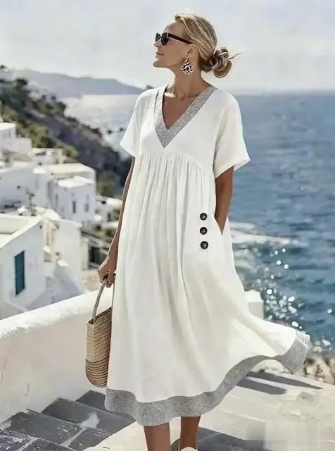 Women'S Casual Loose Pleated Dress